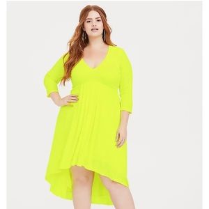 NWT —> Neon yellow hi-low dress
